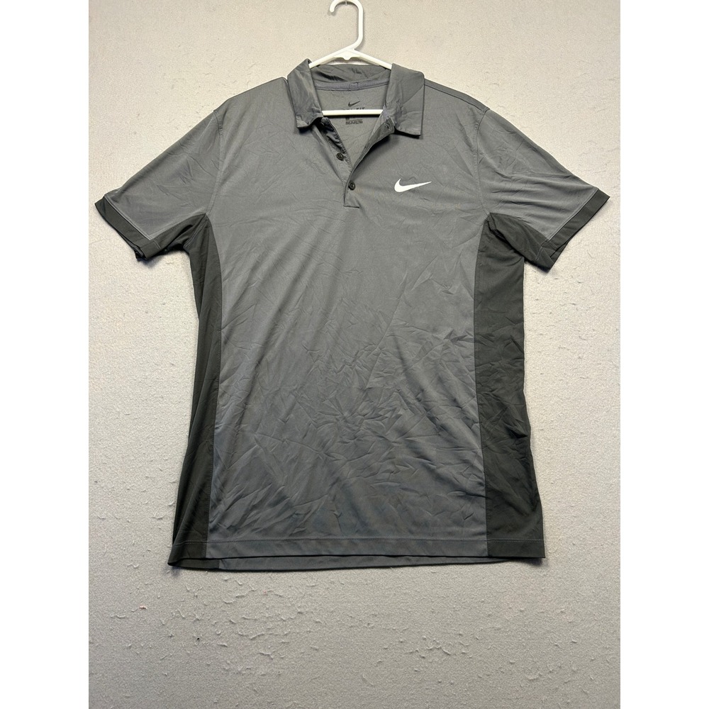 Nike Polo Shirt Dri-FIT Polyester Gray Large Mens